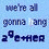 A static image displays repeated text phrases in dark blue pixelated font on a light blue background, with variations in the final word's lettering across three