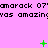 Pixelated text repeats 'amarack 07' and 'was amazing' on pink background with green plus and X symbols.
