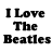 A contact sheet of seven animated frames showing "I Love The Beatles" text in different colors on a white background with gray transparency area.
