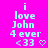 Pixelated text on bright pink background reads 'i love John 4 ever <33' with a heart symbol, showing animation change in the heart's pixel pattern.