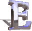 nine identical 3D-rendered capital 'E' letters with metallic silver and blue highlights on a light gray background