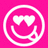 Pixelated icon with pink and purple background, white smiley face wearing heart-shaped sunglasses, cyan text 'krazy', 'nate', and '4' on screen.