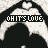 Animated icon with repeating black and white bat-wing shapes, pink text 'OHIT'S LOVE' in pixelated font, and small pink dots above each wing.