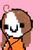 Pixelated character with brown hair and orange top against pink background, showing multiple facial expressions and a sun/rainbow graphic.