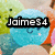 A pixelated blue circular character with a smiling face and pink cheeks appears in a of colorful rounded shapes, with text overlay in the top-left corner