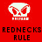 Red background with white skull icon and 'REDNECKS RULE' text; three identical frames show slight pixel variations in the skull's eye and mouth areas.