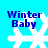 Four identical pixelated snowflakes with blue text "Winter Baby" on a cyan background, each in a