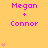 Yellow background with pink text 'Megan + Connor' repeated in a , surrounded by pink heart symbols in various quantities