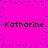 A static pixel art image with a bright pink background, blue square pixels scattered across the surface, and four instances of the text 'Katharine' in black blocky font.