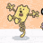 Animated contact sheet showing a yellow cartoon character performing a running motion across multiple frames with consistent background and shadow effects.