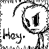 Black-and-white cartoon character with large eyes and a small mouth, repeated in a pattern with text overlays including "Hey.", "You suck.", and red "DIE!" text