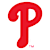 Red stylized letter P with white outline on gray background, featuring a small pink trademark symbol at bottom right.