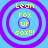 Four identical circular icons with purple concentric rings on a light blue background, each containing yellow text reading "Leah rox UR sox!!!".