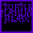Four identical pixelated display purple text on black backgrounds with purple borders, each showing 'PURPLE LADY HEAD?' in a distorted, glitchy style