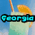 A pixelated summer-themed buddy icon featuring a drink with an orange slice and straw, surrounded by beach and water scenes, with text overlays.