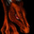 A pixelated image shows a brown horse's head on the left against black background, with red text reading DEATH IN MY EYES on the right.