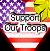 A 50x51 pixel animated buddy icon featuring a patriotic design with an American flag background, eagle head, and heart-shaped text overlay reading "Support Our Troops" on one side, paired with a green "Original Icons .com" logo on the other side.