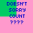 Pixelated text on pink and green background with four identical showing 'DOESN'T SORRY COUNT ????'