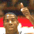 Animated sequence of Magic Johnson in basketball uniform with repeated text overlays, showing multiple poses and expressions against red and dark backgrounds.
