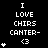 Pixel art icon with white text and symbols on black background showing "I LOVE CHIRS CANTER- <3" and varying heart counts per observation.