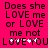 Pixelated text on bright pink background with repeated phrase and heart symbols replacing letters.