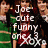 A pixelated image of two people in green and red striped shirts with overlaid text including 'Joe cute funny one XOXO', 'Kevin cute romantic one XOXO', and 'NICK!!! cute sensitive one XOXO'.