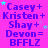 identical text-based icons on a bright pink background, each displaying names and 'BFFLZ' with small stars