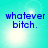 Four identical display blue pixelated text 'whatever bitch.' on a cyan background with bright light effects