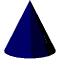 Blue cone-shaped object with light-colored text elements appearing sequentially across its surface in a of four and four