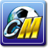 Pixelated icon shows a stylized 'M' with a soccer ball design on a blue gradient background with white border.