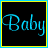 A 4x3 contact sheet of an animated AIM buddy icon showing sequential frames with text and color changes on a black background, bordered by cyan and yellow lines.