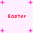 Pixelated pink background with scattered pink plus signs and red 'Easter' text in four positions.
