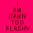 Four display the text "I AM DAMN TOO FLASHY" in pixelated font on varying red backgrounds, with the top-left in bright pink and the others in shades of red