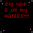 Red text on black background with white dots, repeating 'big ups.. 2 all my HATERS!!!!' in a pattern across multiple