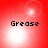 Red background with four white light bursts and the word 'Grease' in black pixelated text across four