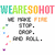Pixelated text 'WE ARE SO HOT' in rainbow gradient above grayscale and colored pixel clusters on white background.