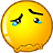 Yellow circular face with downturned mouth, teary eyes, and furrowed brows in a of nine identical static images