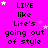 A bright pink background displays repeated text and star shapes in a pattern with animated white stars appearing at different positions across frames