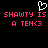 Pixelated red text on black background with white heart symbol above, repeating 'SHAWTY IS A TEN<3' twice.