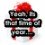 Animated icon with Santa Claus figure and text overlays on white, blue, and gray backgrounds.
