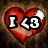 A heart-shaped icon with 'I <3' text over a brown textured background, next to a TAMPAX period ad and a red 'hair' text graphic.