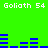 Green background with blue horizontal bars and white text reading "Goliath 54" repeated across the top and bottom.