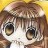 Pixelated close-up of a character's face with large eyes and brown hair against a yellow background.
