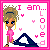 Pixel art buddy icon featuring a cartoon woman in pink with text "I am... loved" surrounded by hearts, framed in bright pink border.