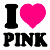 Static pixel art icon featuring a black capital 'I', bright pink heart symbol, and bold black text 'PINK' on white background.