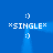 Blue background with four identical white pixelated smiley faces and "*SINGLE*" text in corners, each corner showing a vertical blue light effect.