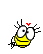 Yellow cartoon character with large white eyes and black antennae, shown in multiple poses with red heart symbols floating around it against a gray background.
