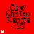 Red background with black text 'Chey Kirsten Lenzie 33' and white star icons; stars increase from one to four per across three