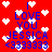 Red background with white pixel hearts and blue text reading 'I LOVE YOU JESSICA <333333' in two vertical , animated heart overlays shifting position