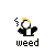 Pixelated cartoon figure with yellow hair and black-and-white clothing holding a smoking object, displayed in multiple states including animation frames showing smoke particles.
